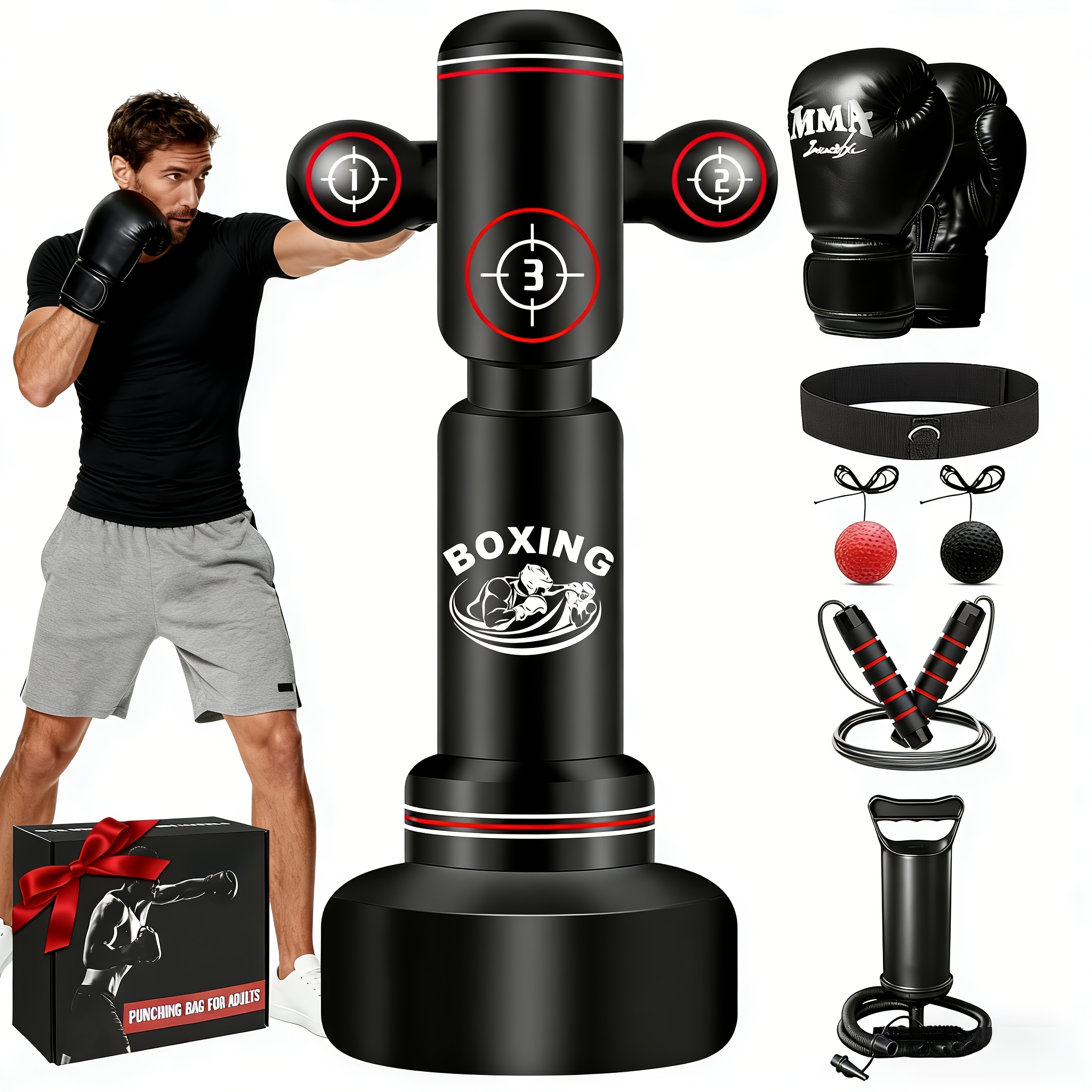 heavy boxing bag with stand for adult teens 70 freestanding punching bag with boxing gloves men women standing kickboxing bag kickboxing bags for beginners training mma muay thai fitness home gym