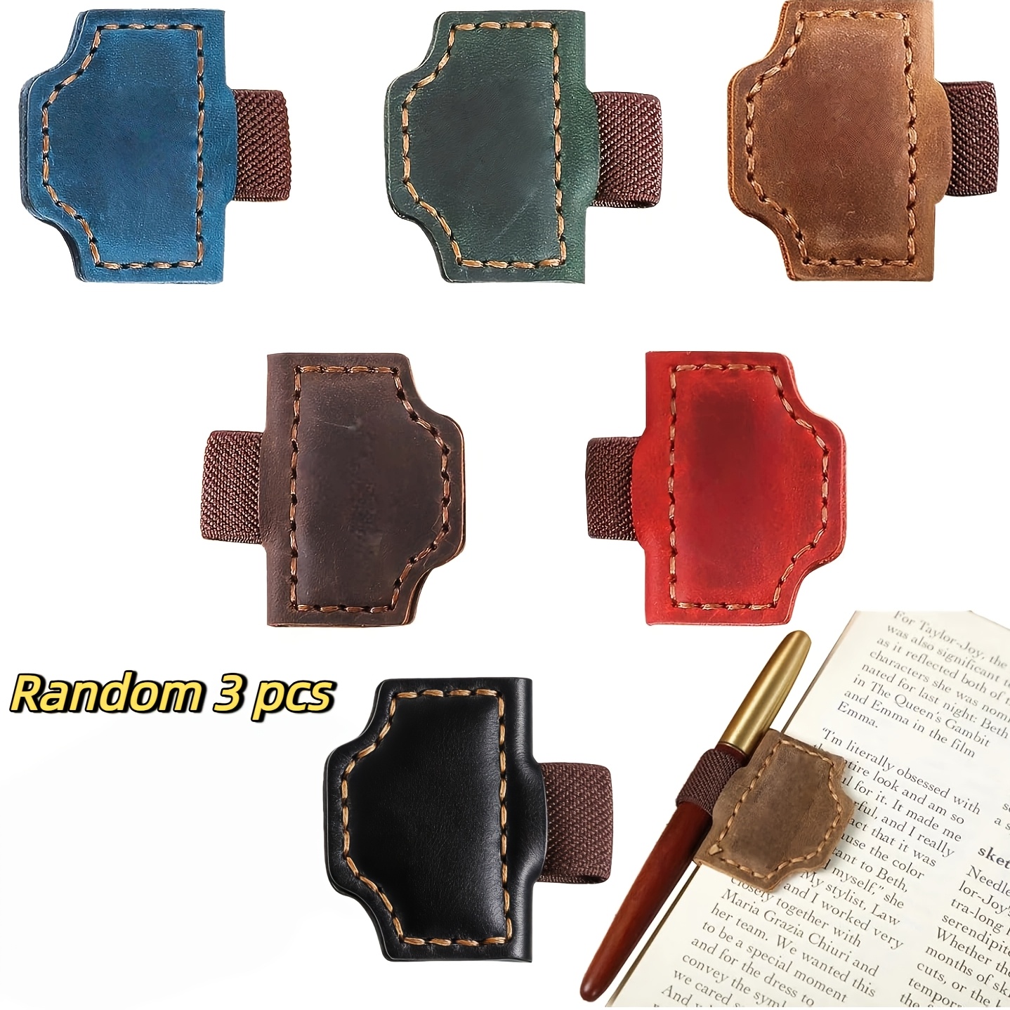 TEMU Random 3pcs Set Creative Vintage Print Magnetic Pu Leather Bookmark With , Magnetic Bookmark, Suitable As A Reading Accessory Gift For School