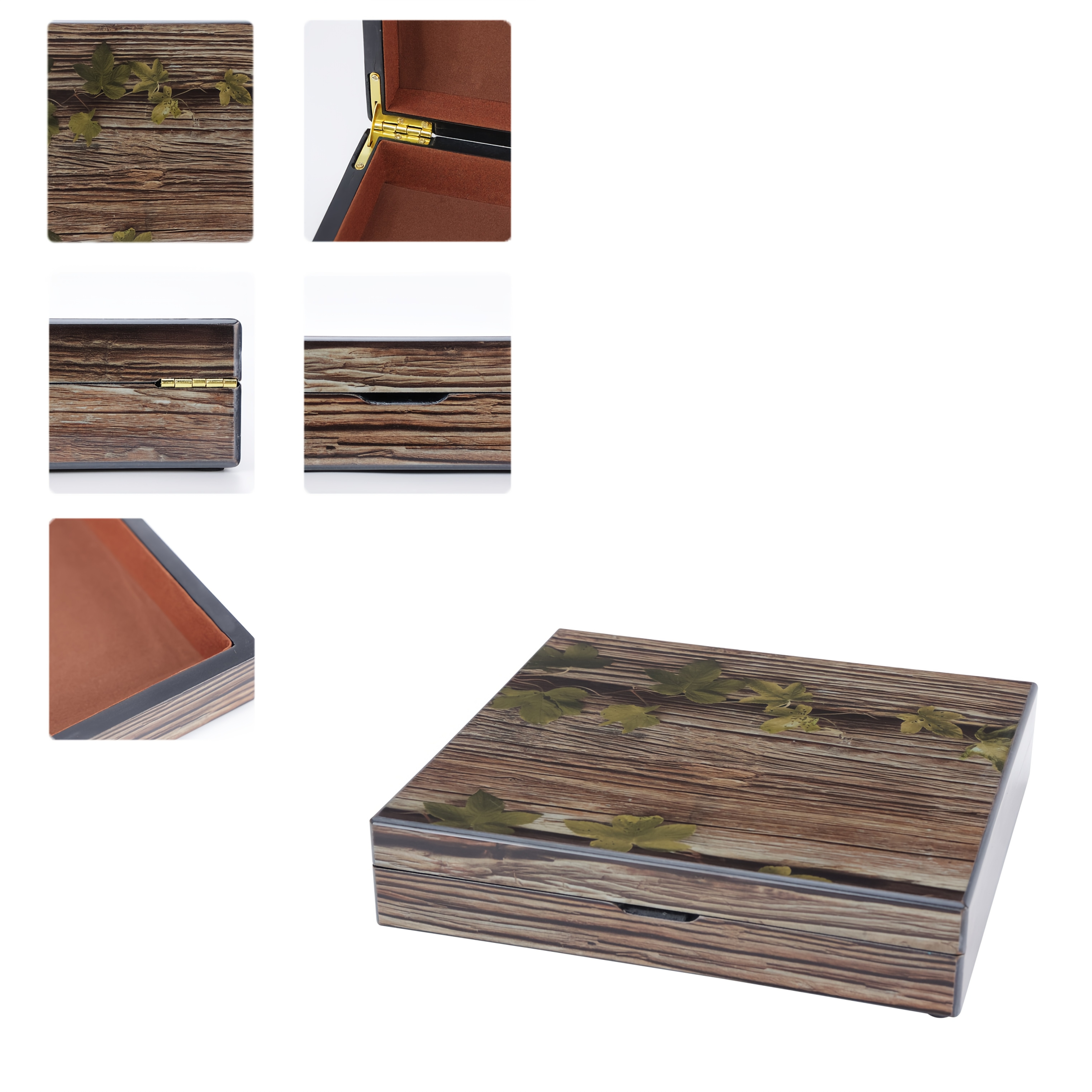 1 caja de almacenamiento de madera vintage elegante con diseño de grano de madera barnizada - Ideal para joyas, relojes y regalos para hombres y mujeres, incluye forro suave de seda, perfecta para el Día del Padre, el Día de la Madre y regalos navideños, cajas de joyas, cajas de joyas