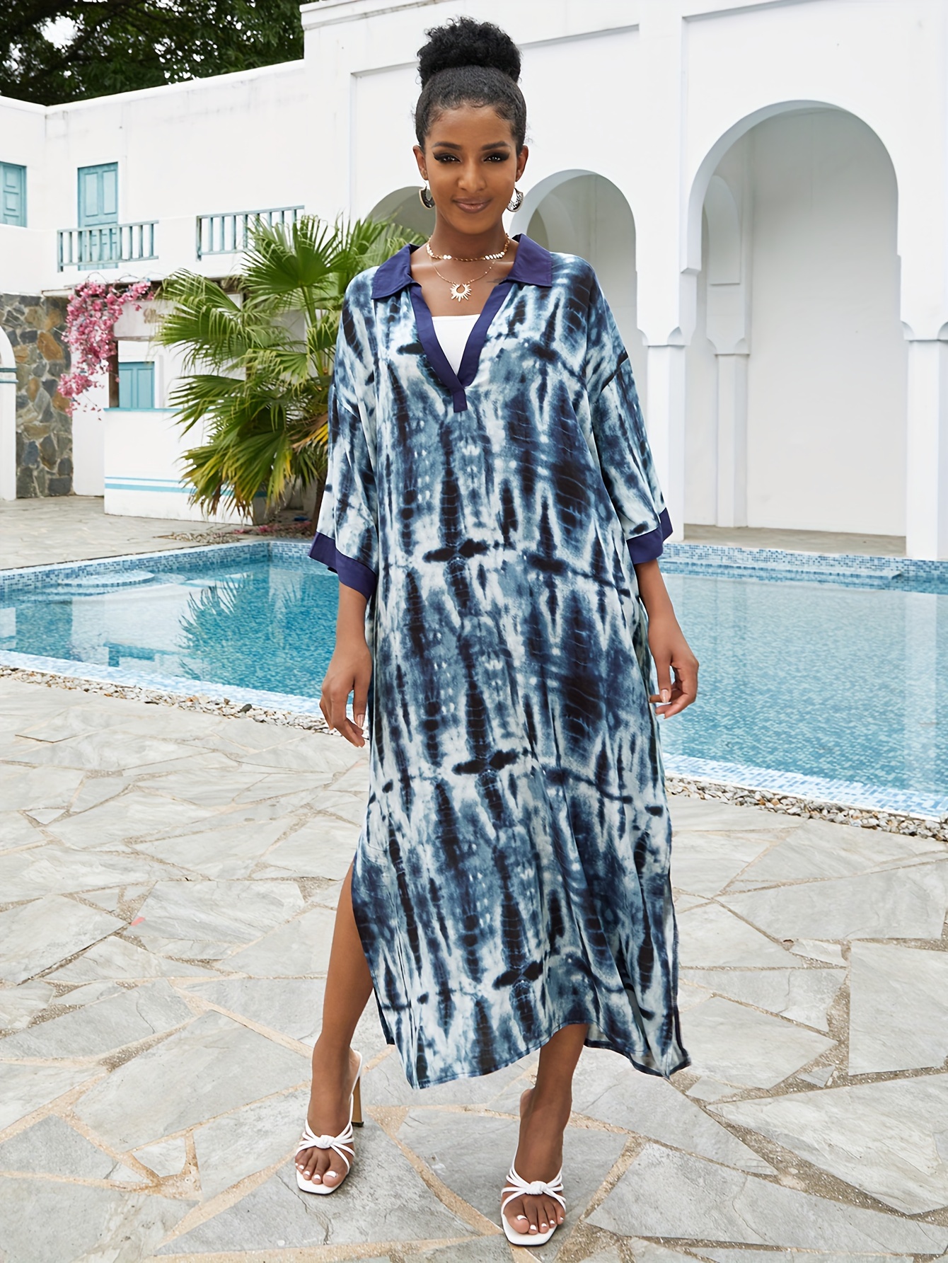 tie dye beach cover up dress Women's Tie-Dye Rainbow Beach Cover-Up main image 0