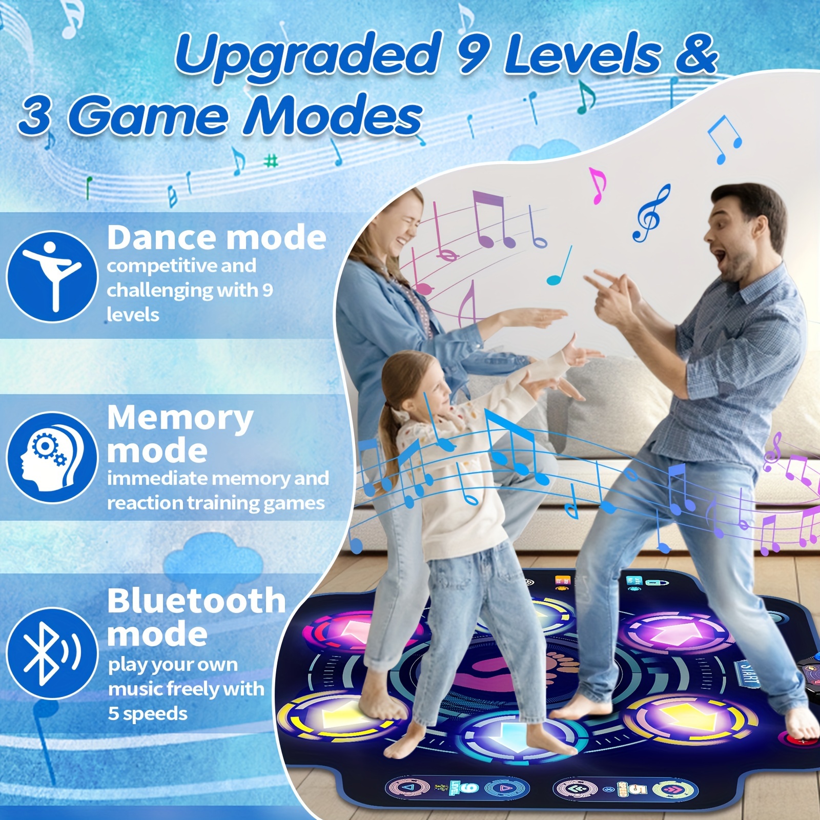 for kids electronic dance pad with light up 6 button music dance game mat with built in music 9 levels and 3 modes birthday gifts toys for girls ages 4 8 8 12 details 3