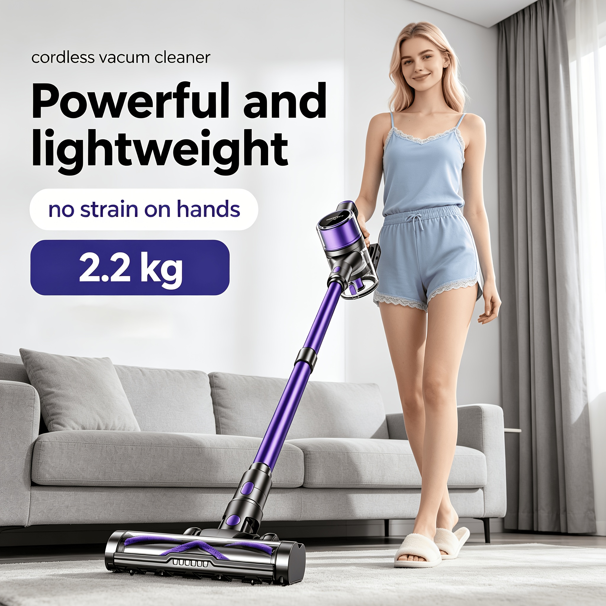Image of Yanhama 680w Cordless Vacuum Cleaner, 75kpa Suction & 2600mah Battery, 1.5l Large Dustbin For Deep Carpet & Hard Floor Cleaning