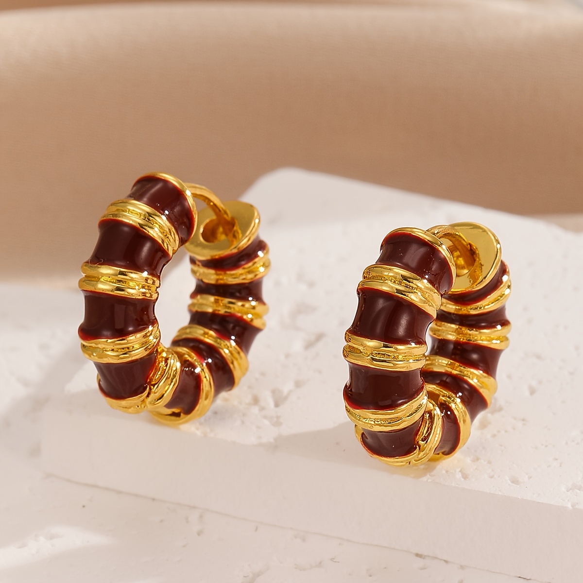 Exclusive Copper Painting Enamel Earrings for Women