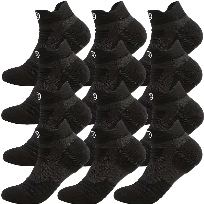 TEMU 12 Pairs Of Men's And Women's Thick Towel Fabric Sole Anti-slip And Moisture-absorbing Sports Socks, With Cushioning And Breathable Design,