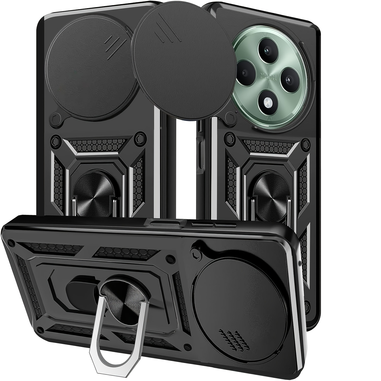TEMU Suitable For Oppo Reno12 F (4g/5g)/ ( As Reno12 Fs)/compatible With Oppo F27 5g Phone Case, With 360Â° Rotating Phone Stand Ring And Sliding