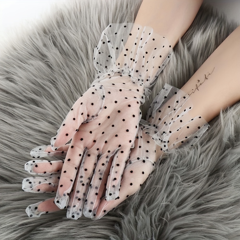 Women's Sheer Lace Gloves Thin Breathable Polka Dot Gloves - Temu