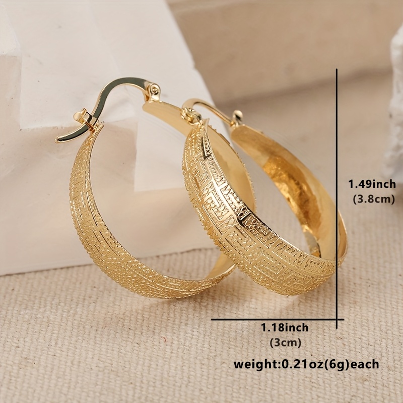 Classic Retro Patterned Circular Hoop Earrings
