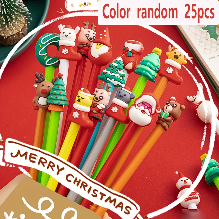 Image of A Set Of 25 Random Christmas Gel Pens, Perfect For Detailed Writing In Office And Study, Ideal As A Holiday Gift