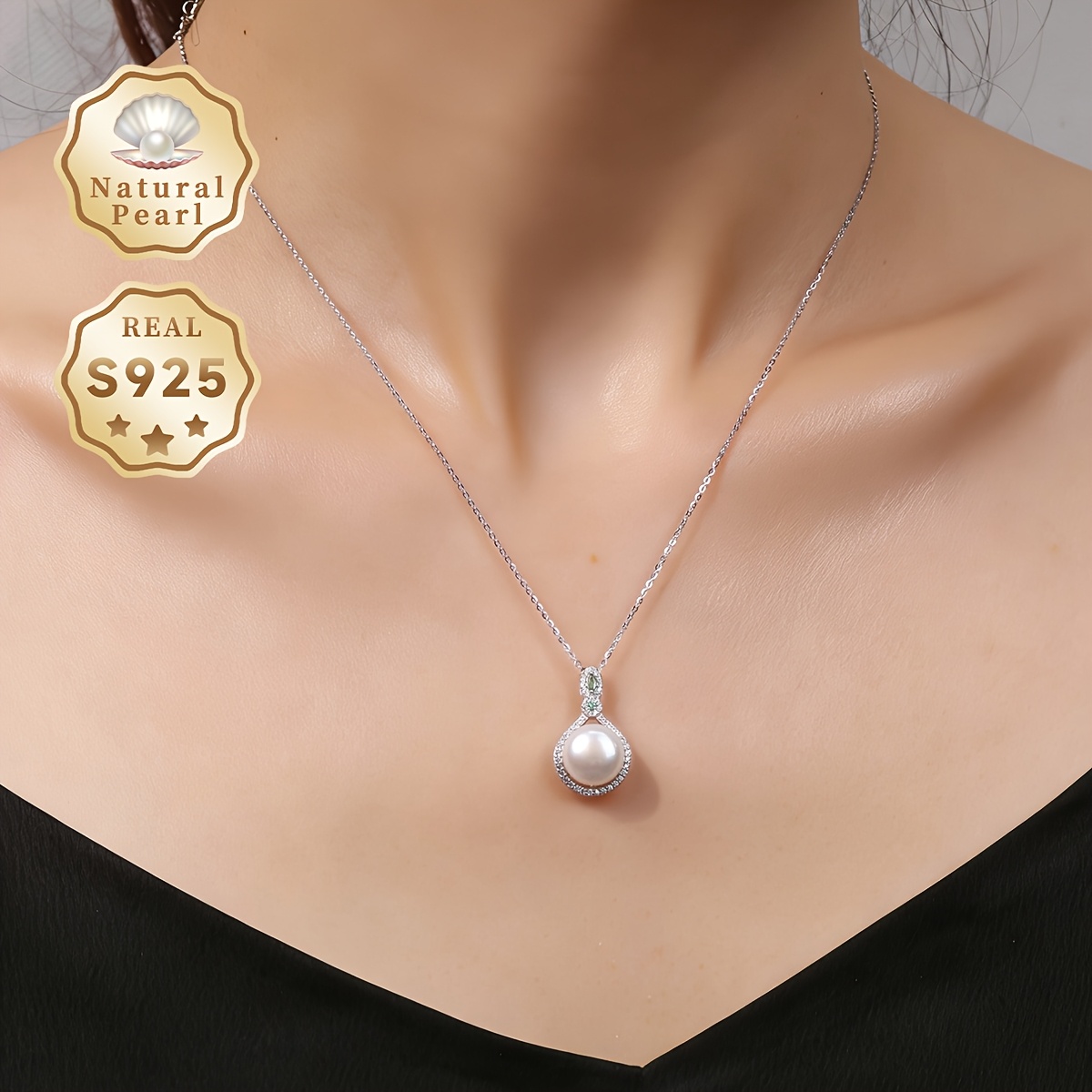 Exquisite Pearl Necklace with Large Flat Round White Freshwater Pearls