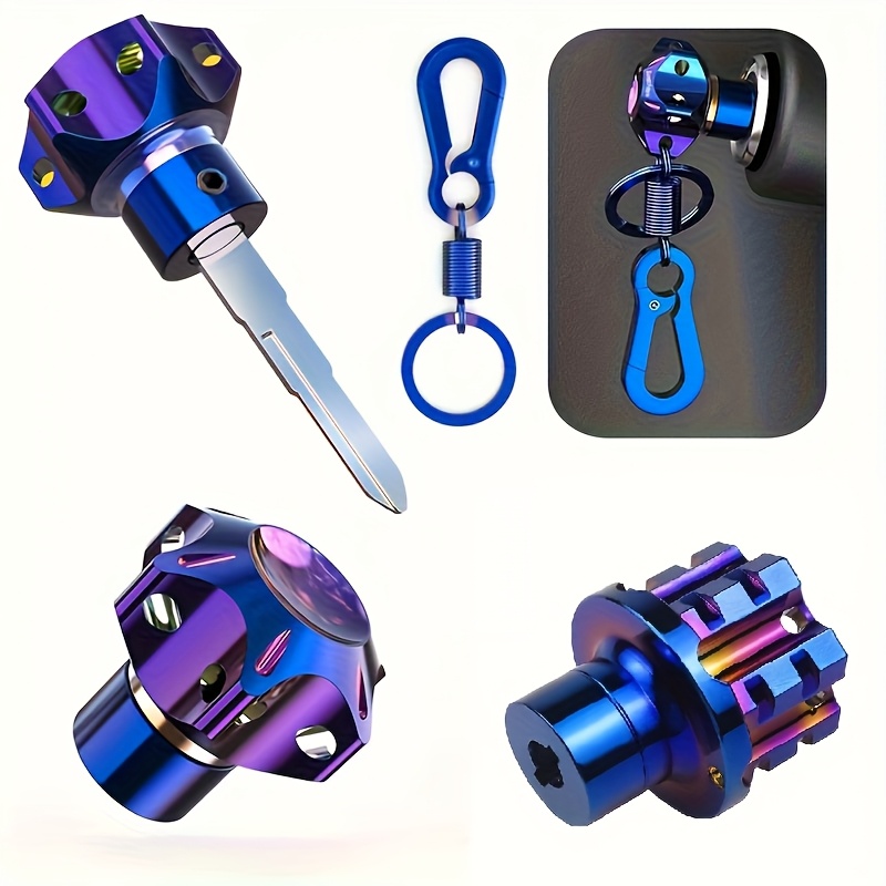 Coprichiave Universale Per Moto E Scooter In Lega Di Alluminio, Colore Blu, Dimensioni 31x31x29 Mm, Lavorazione CNC