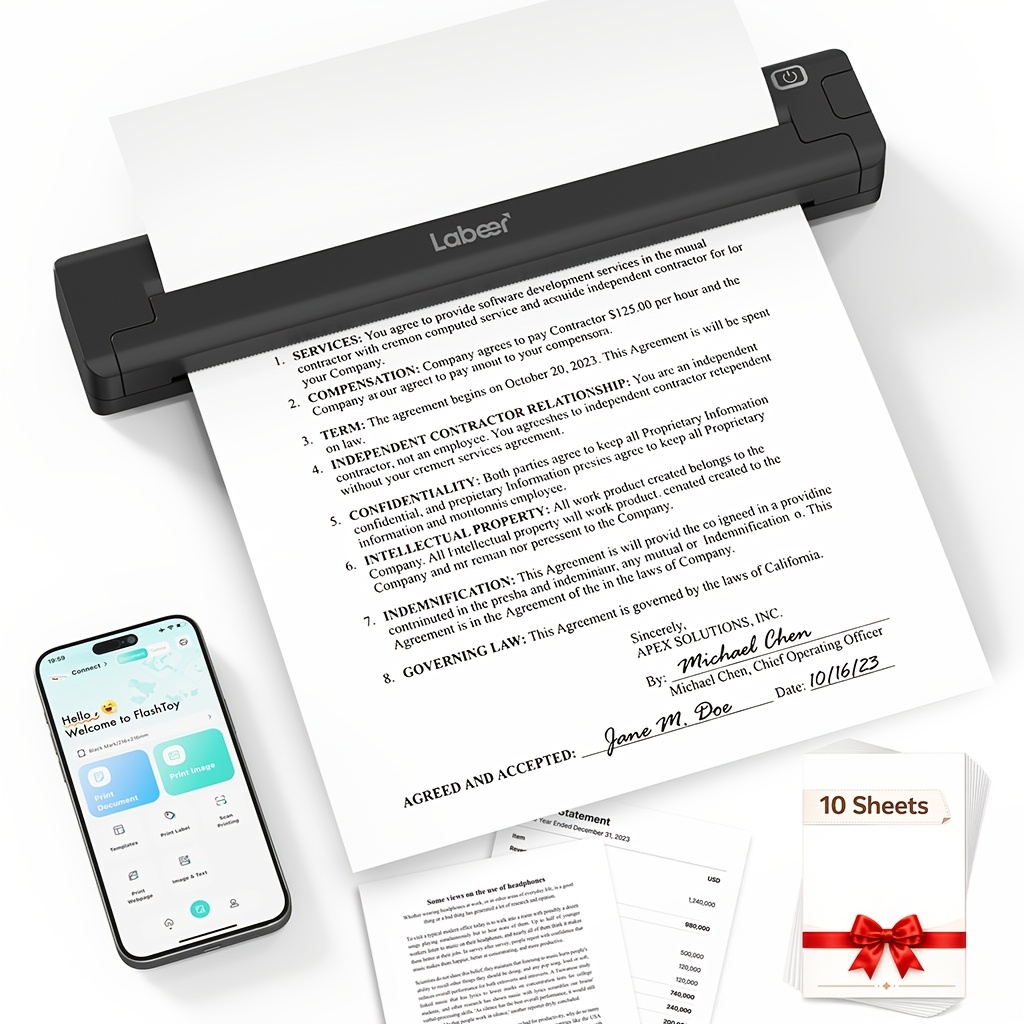 TEMU L8- Thermal Printer, Portable Wireless Printers For Travel, 2026 Newly Upgraded Portable Thermal Inkless Printer Supports 8.5" X 11" Us Letter &