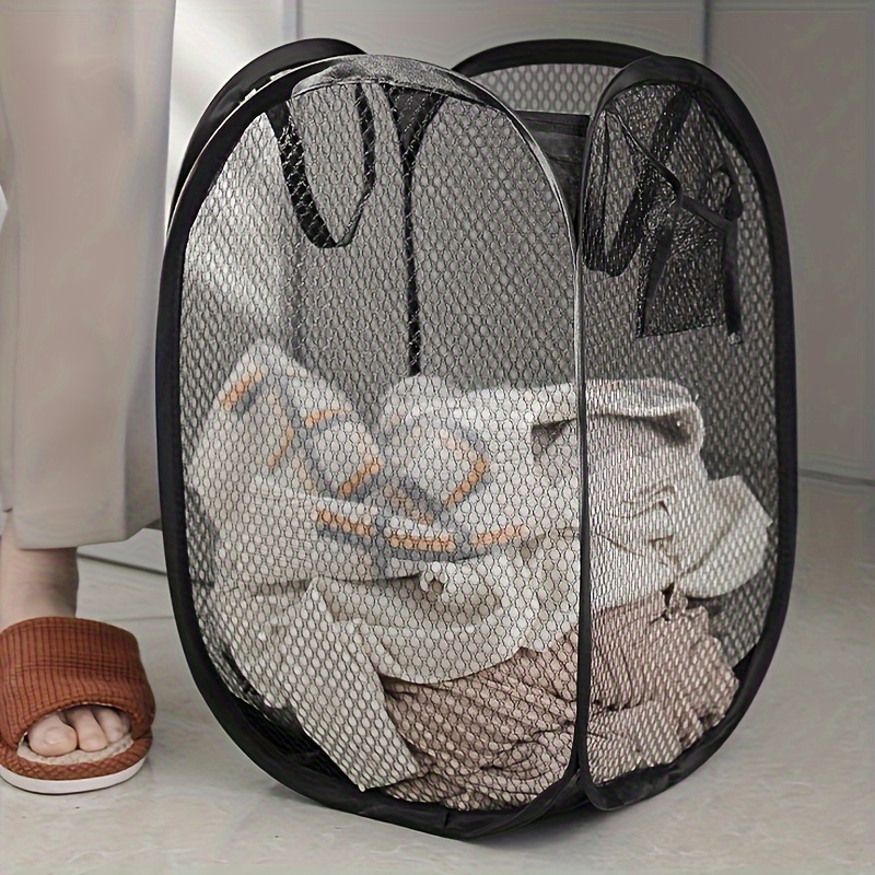 

Large Pop-up Mesh Laundry Basket With Handles - Foldable Hamper For Dirty Clothes Storage In Bathroom, Bedroom, And Dorm - Oval Laundry Bin With Multiple Components For Room Types