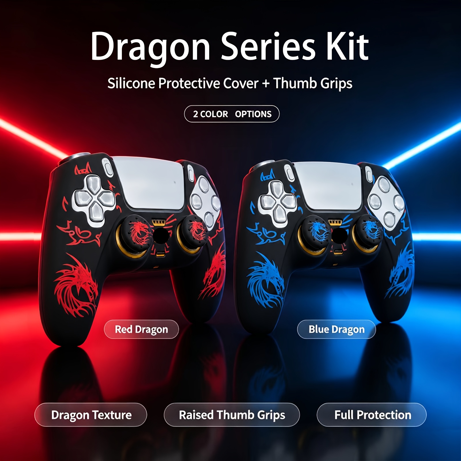 3pcs Dragon-Style Controller Protective Covers