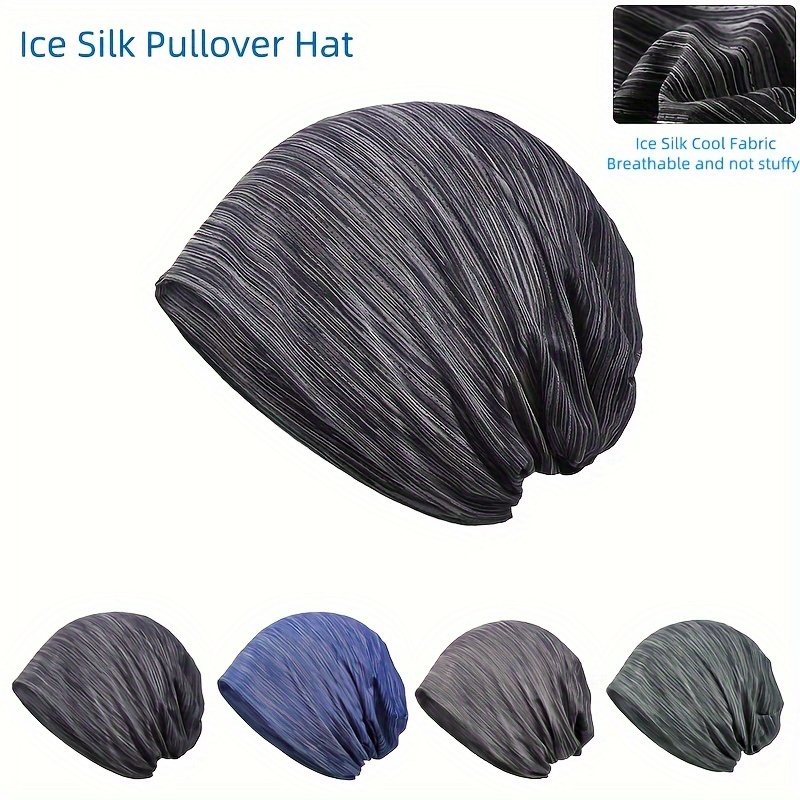 

Ice Silky Classic Breathable Beanie Hat, Soft Thin Style Summer Bonnet Hat For Sports, Hippie Punk Retro Striped Skull Cap, Ideal Choice For Gifts