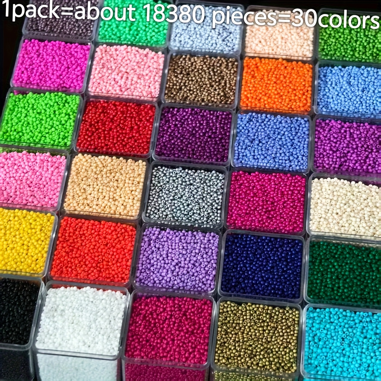 TEMU 18380pcs 30 Colors Bohemian Style Glass Seed Beads - 1.8mm Czech Round Beads, Vibrant Colors Suitable For Making, Bracelets, Necklaces, Shoe And