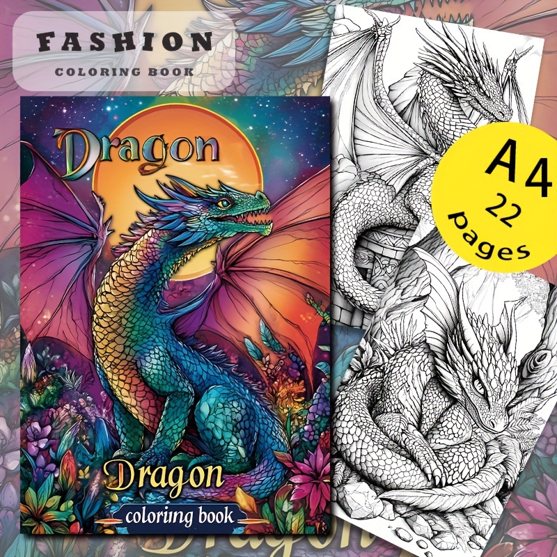 

Deluxe Magic Western Dragon Coloring Book For Adults - 22 Pages, Gift For Halloween, Christmas & Birthdays