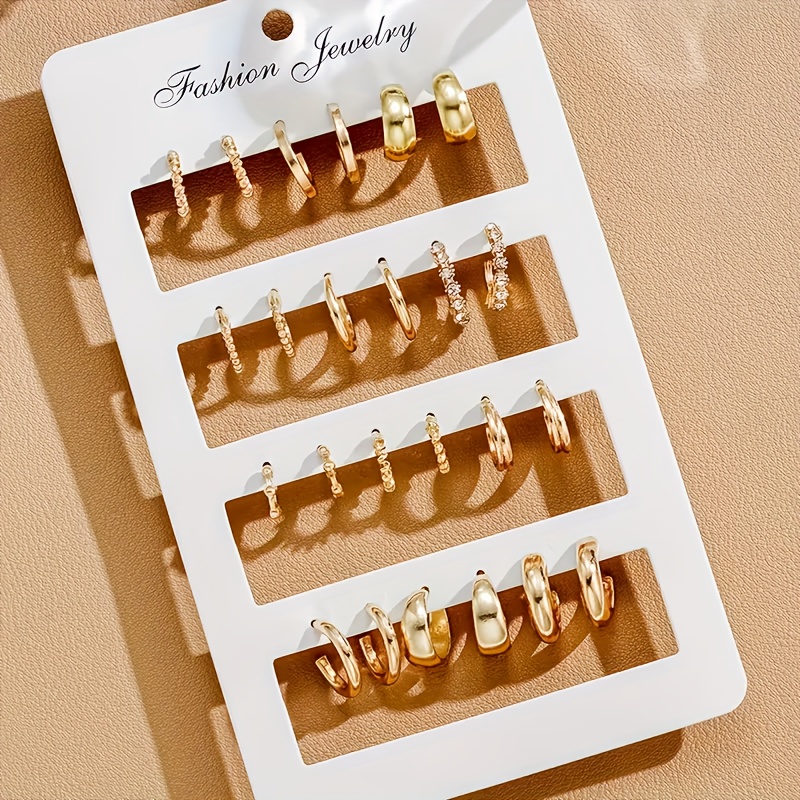 E-shop 24-teiliges Set modischer minimalistischer Ohrringe im Casual-Stil mit gedrehtem Tränen-Geometriemuster für Damen – ideal für Dates, Urlaub,