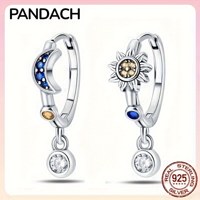 

100% 925 Sterling Silver Top-quality Women Hoop Earrings Celestial Sun & Moon Shape Elegance Drop Earrings Minimalist Design Women Earrings Party Wedding Jewelry Gift