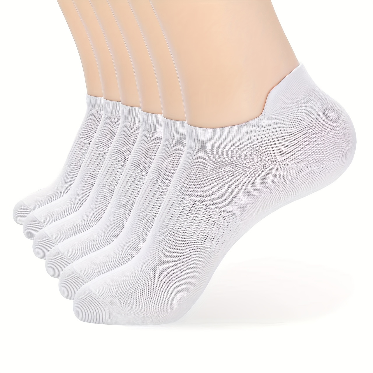 E-shop 6 Paar, schwarz-weiße rutschfeste, knöchelhohe, unsichtbare Mesh-Socken, vielseitige Paar-Socken, rutschfeste, unsichtbare Bootssocken aus Mesh,