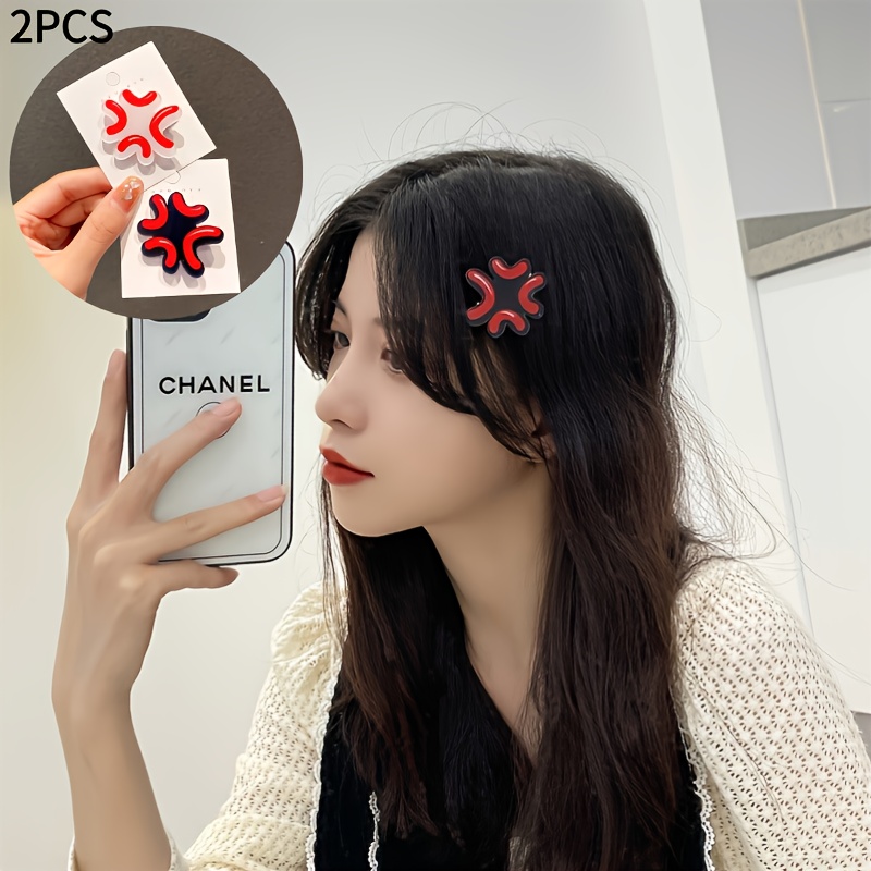 TEMU 2 pinzas para el cabello con expresión enojada - pinzas antideslizantes para el flequillo, material plástico duradero para uso y húmedo, aptas