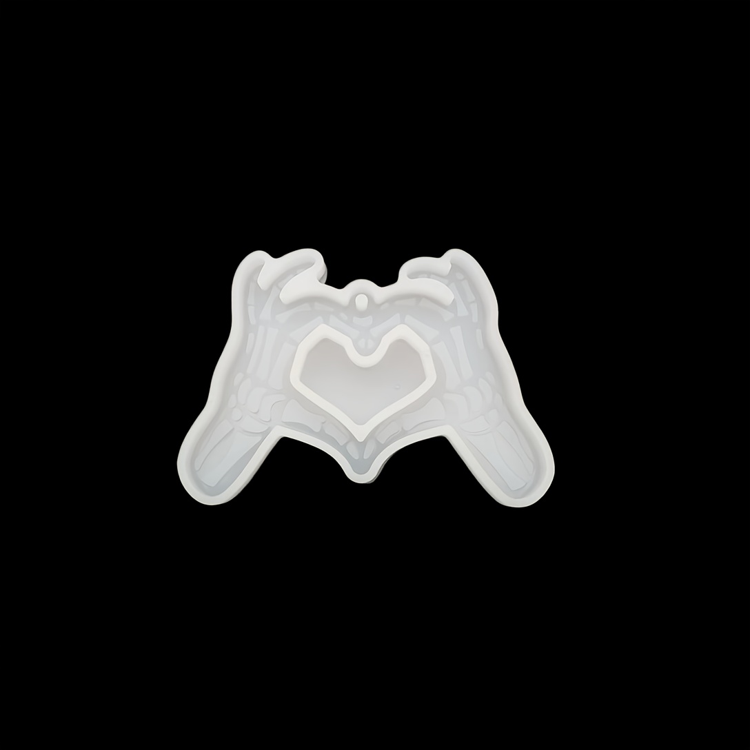 TEMU Stampo per ciondolo portachiavi di Halloween in resina epossidica, ciondolo portachiavi a forma di cuore con e a forma di cuore d'amore, stampo