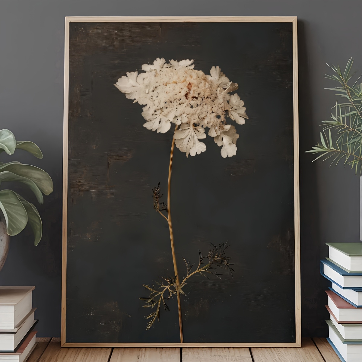 TEMU 2d Flat, 2d Flat, 1pc Frameless Retro Dark Floral Posters, Dark Floral Plant Art Canvas Painting, Art, Birthday Present, Living Room, Bedroom,