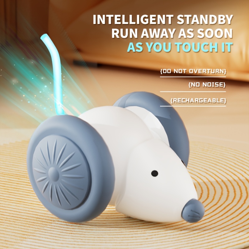 TEMU Fully Automatic Sensor Electric Mouse Cat Toy, Interactive Cat Play Item! Widened And Thickened Anti-slip Large Wheels, Wheel Structure
