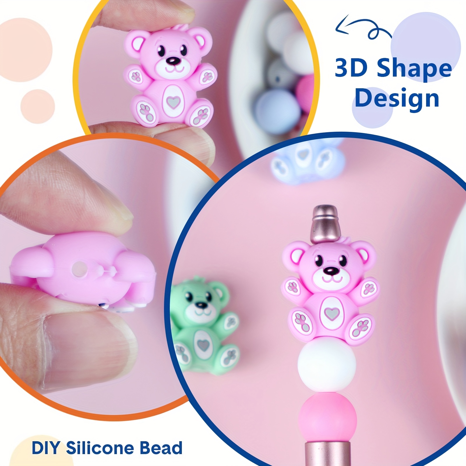 85pcs 3D Bear Silicone Bead Set for Crafting