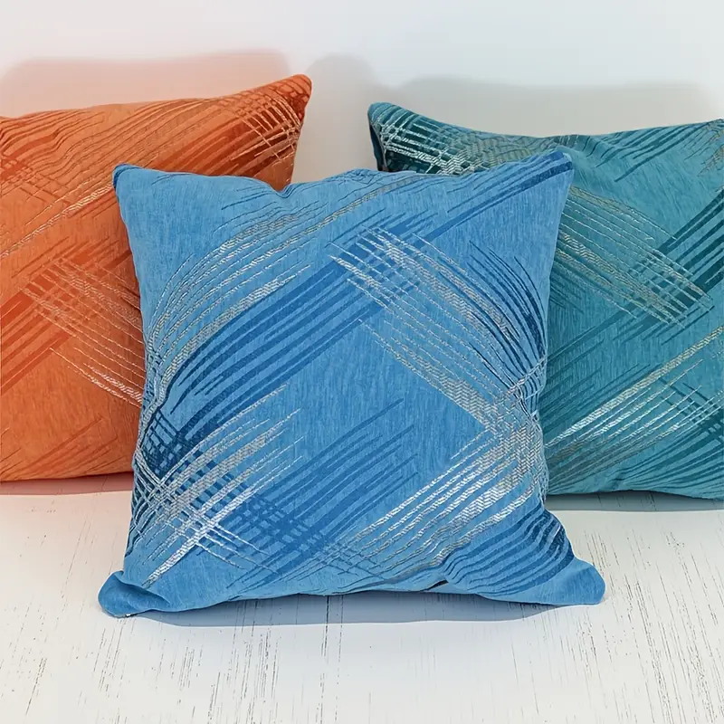 set of 2 line pattern chenille yarn double sided throw pillowcase soft and comfortable square throw pillow cover cushion cover holiday gifts decorative for sofa bed 18 x 18 weight 0 95 Product details 4