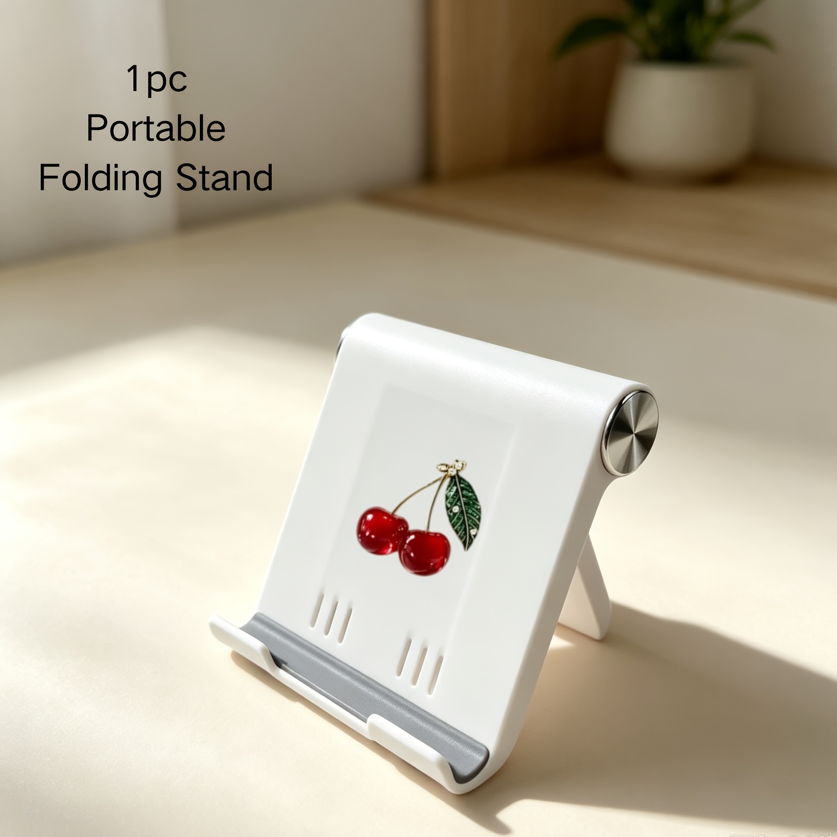 TEMU A Cute Cherry-patterned Portable Folding Stand, Phones And Tablets. Its Compact And Lightweight Design Makes It Ideal For Home Office Or Travel.