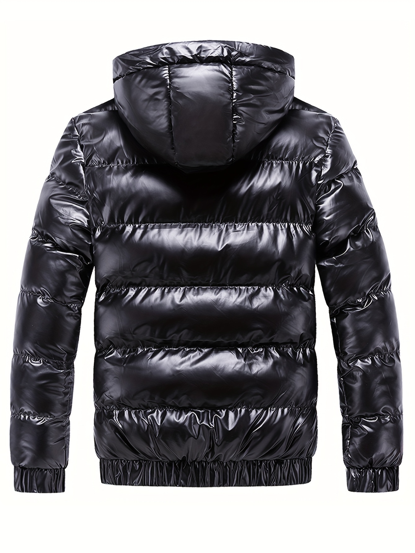 veste homme noir brillant capuche manteau dhiver poches Temu France