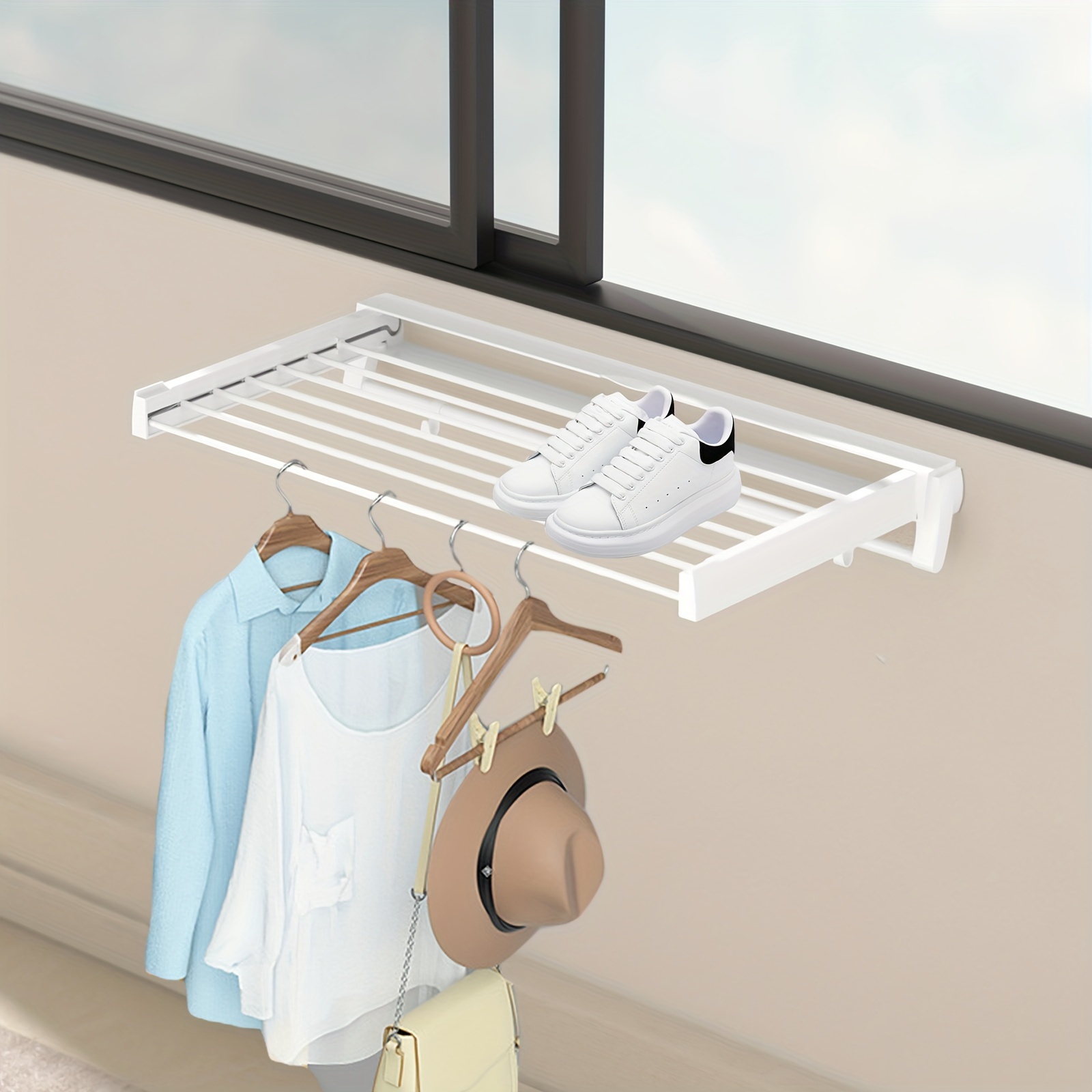 

Wall-mounted Laundry Clothes Storage Drying Rack Retractable Dryer Hanger