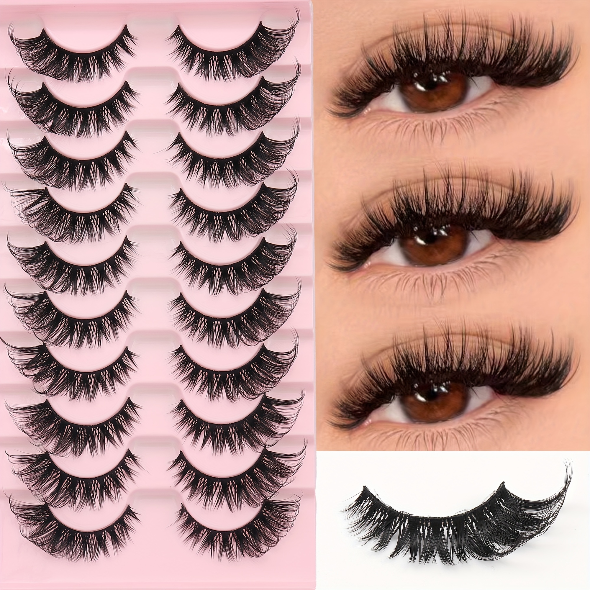 10 Pairs/7 Pairs Soft And Fluffy Natural False Eyelashes, Fox Eye Lash Extensions With Tapered Tips - Reusable For Makeup Time-, Daily Use, Parties, Role-playing, Or As A Holiday Gift