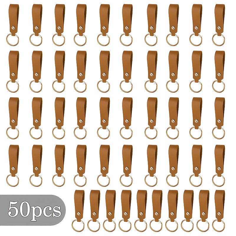 TEMU 50pcs Pu Keychains With , Engraved Keychain Set, Suitable For Handmade - Used As Gifts