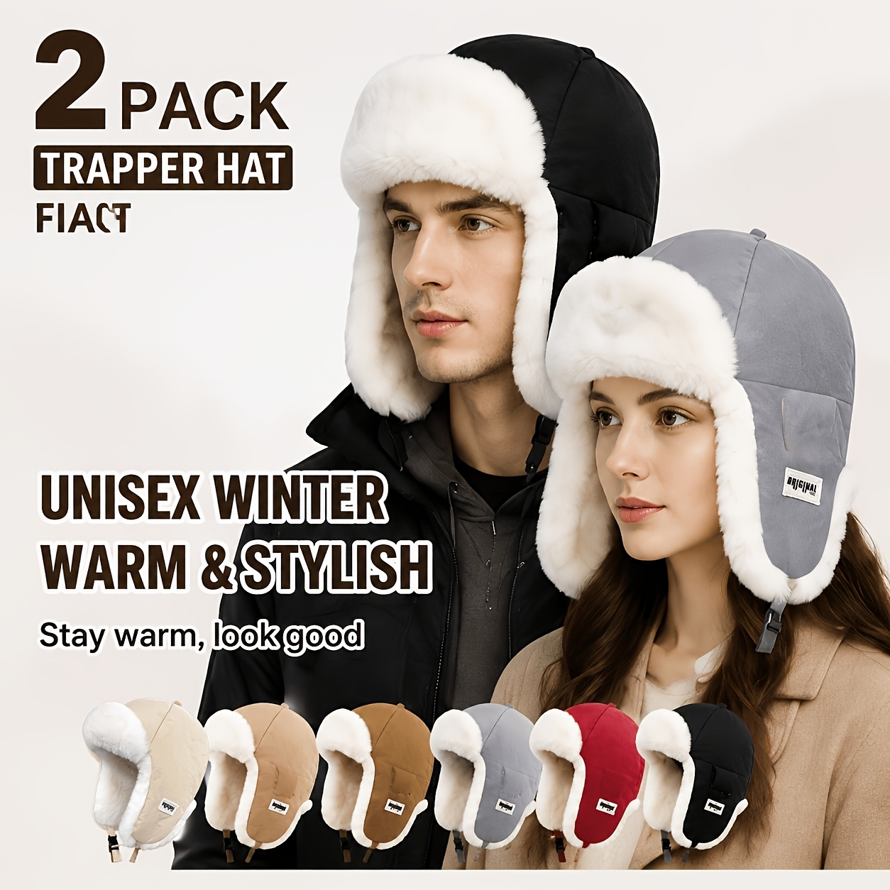 Unisex Winter Trapper Hat, Thick Windproof Pilot Ushanka Hat