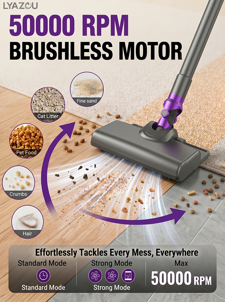 4 in 1 high power handheld vacuum 10000pa suction 50000rpm motor   hurricane mode large dust cup 5 cleaning attachments lightweight   usb fast charge fits home carpet pet hair car sofa ideal holiday gifts Product details 5