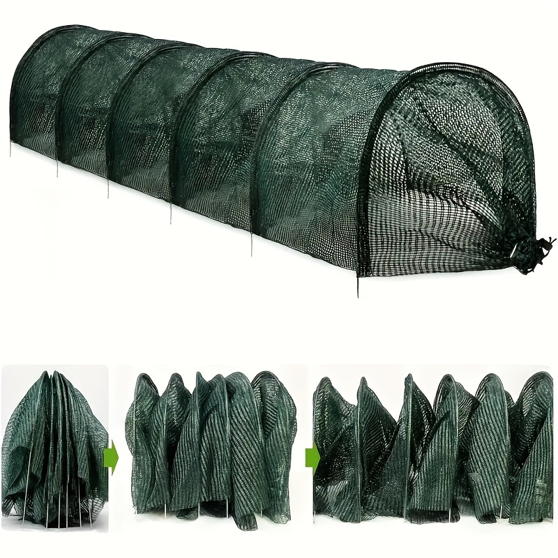 TEMU 10- Tunnel Greenhouse With Sun Shade Net Cover - Durable Plastic With Metal Frame - Plant Protection For Greenhouses, Patios, And Garden Vegetation