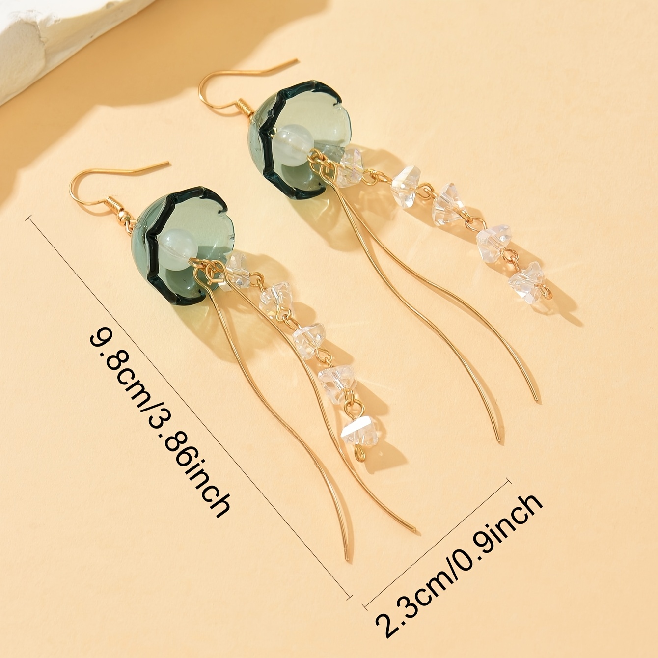 Women's Jellyfish Inspired Earrings with Geometric Tassels
