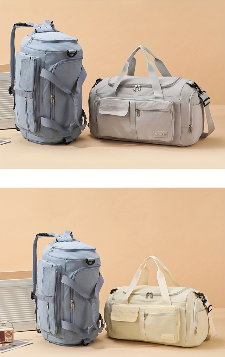 Bolsa de viaje de tres en uno 2025, Bolsa de equipaje, Separación seca y húmeda multifuncional de gran capacidad para viajes cortos, Bolsa de yoga, Puede ser atada a la maleta, Almacenamiento plegable, Compartimiento independiente para zapatos, Mochila transversal