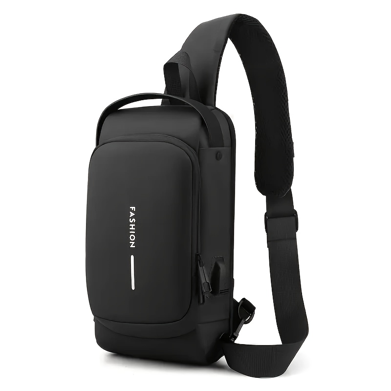 Image of Men's Anti-theft Password Lock Chest Bag - Fashionable Motorcycle And Leisure Sports Crossbody Bag, Durable Fabric, Adjustable Shoulder Strap