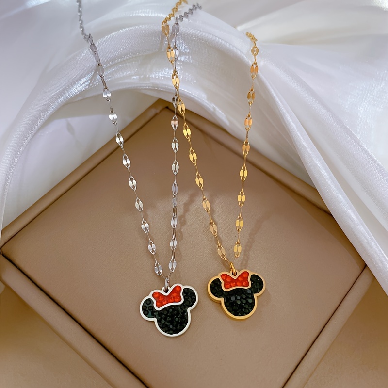 

Disney Officially Authorized Mickey Mouse Titanium Steel Luxury Minimalist Style Female Collarbone Chain Wear Accessories