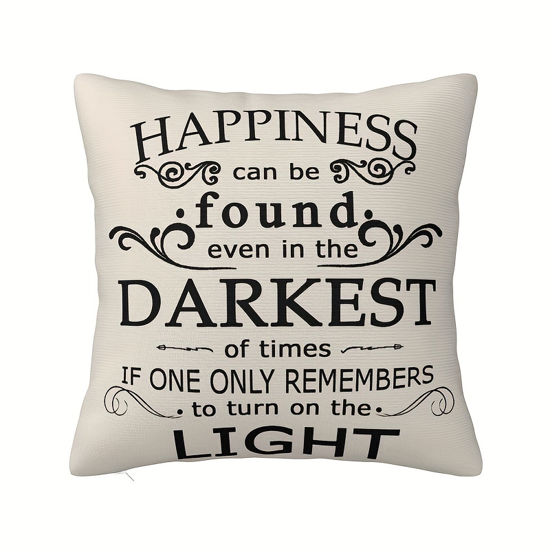 

1pc Happiness Can Be Found Even In The Darkest Of Times If 1 Only Remembers To Turn On The Light Short Plush Square Throw Pillow Case Decorative Cushion Cover Pillowcase Sofa 18x18 Inch