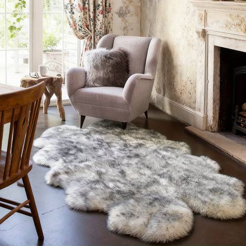 faux area rug fluffy thick plush white gray tip irregular sheepskin rug super soft machine washable shaggy mat for bedroom bedside floor living room