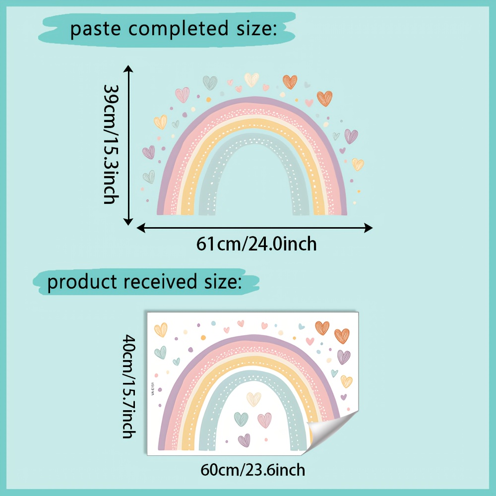 1pc, Wall Sticker, Rainbow, Removable Waterproof Pvc Decal, Suitable For Wall Decoration, 15.7in*23.6in