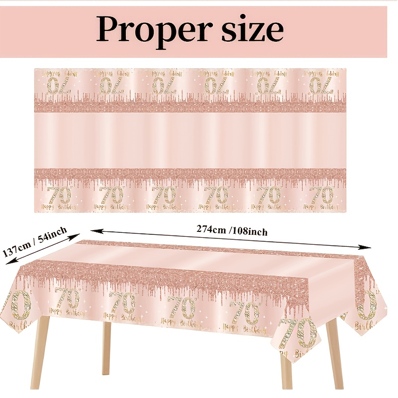 TEMU Dos juegos de mantel de decoración para el 70 de mujeres, con rosas, para de 70 , decoración rectangular de para el 70
