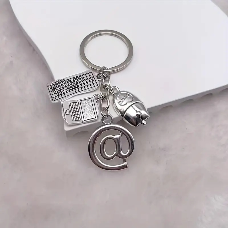 TEMU Elegante Hebilla Metálica para Hombre | Aleación de Hierro | Temática de Computadora con Dijes de Laptop, Ratón y Teclado | Adiciones de Estilo