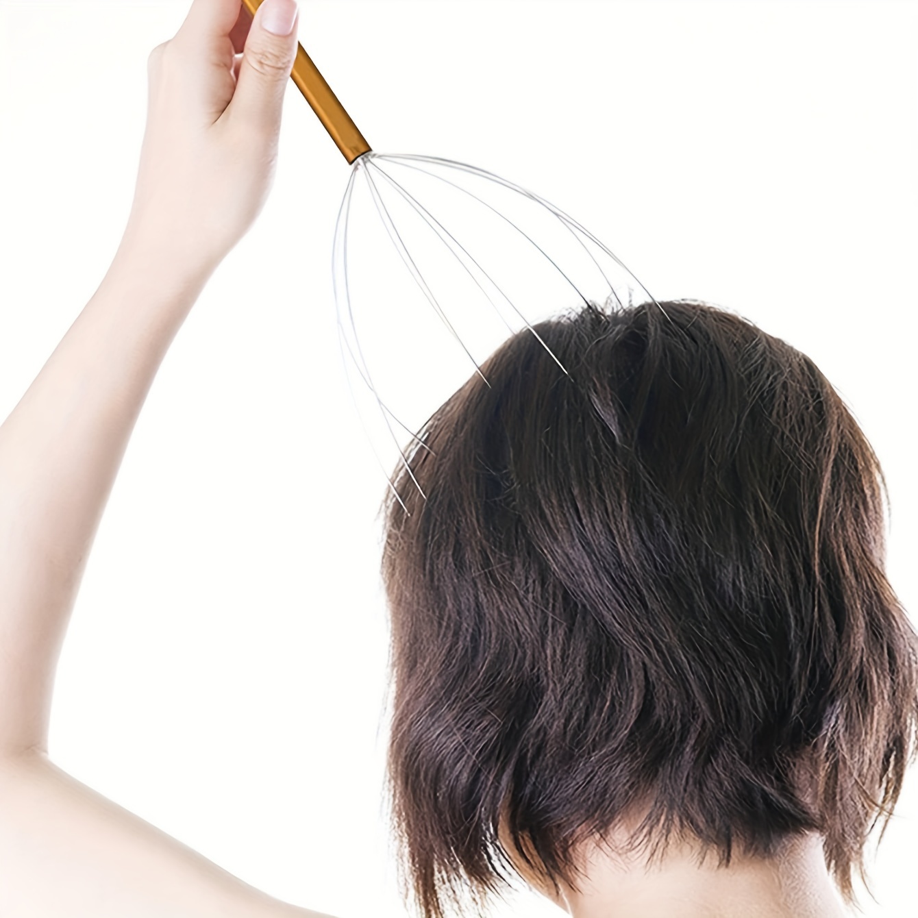 1pc Masajeador Manual de Cabeza de Pulpo de Acero Inoxidable para Extracción de Alma y Rascado del Cuero Cabelludo