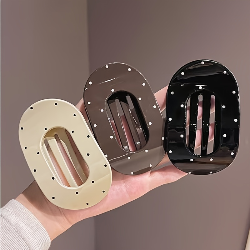 TEMU 3pcs Polka Dot Women's Flat Hair Clips, Matte Flat Claw Clips, Strong Styling Large Hair Clips For Hair, Non-slip Hair Claw Clips Hair