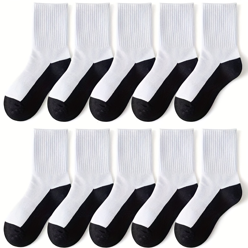 TEMU 5 Pairs/10 Pairs Breathable Comfortable Socks, Suitable For Men Below Mid-knee, Black White And Gray White Available, Ideal For Outdoor