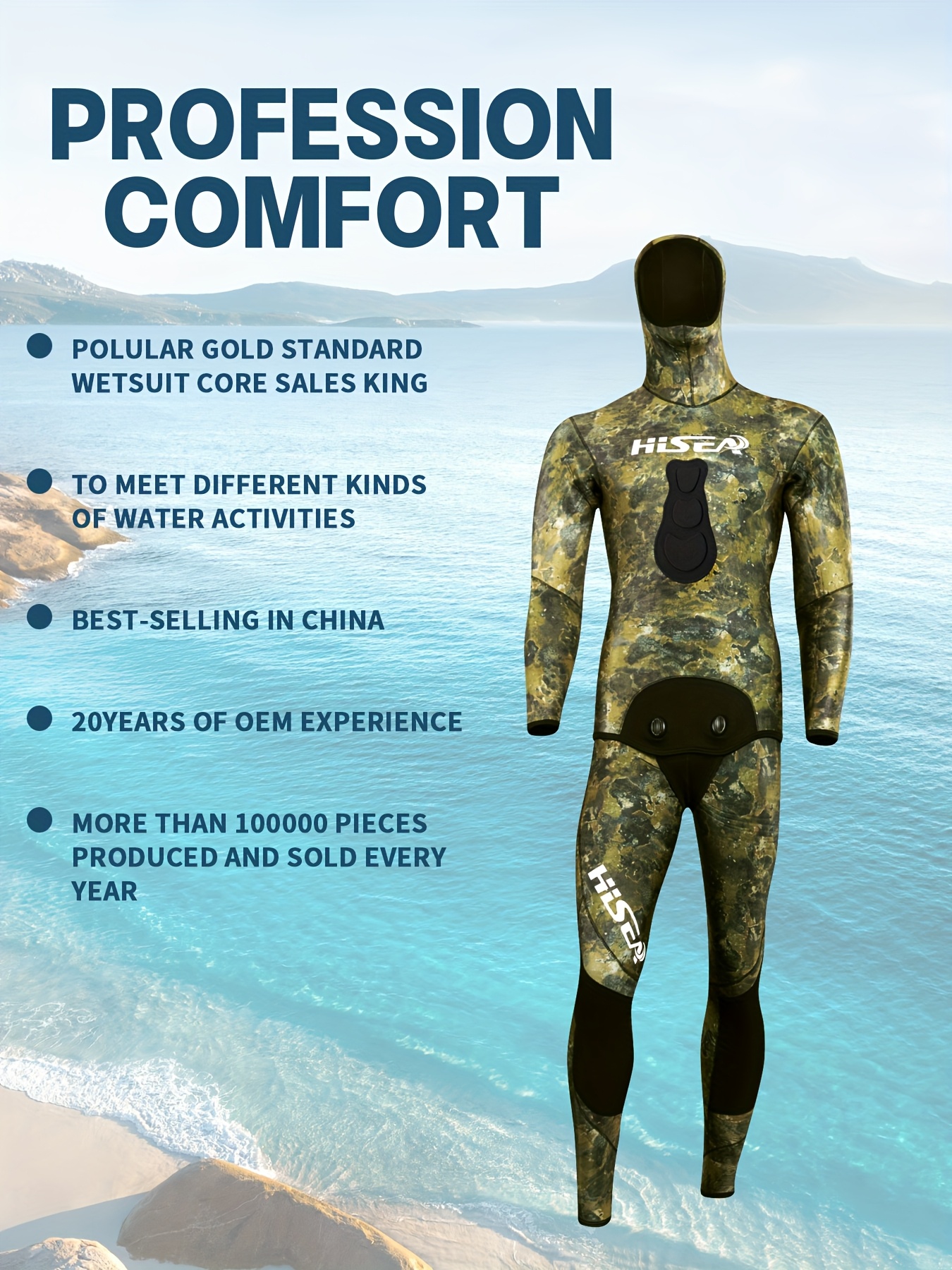 3mm neoprene spearfishing wetsuit hooded pieces long Temu Chile